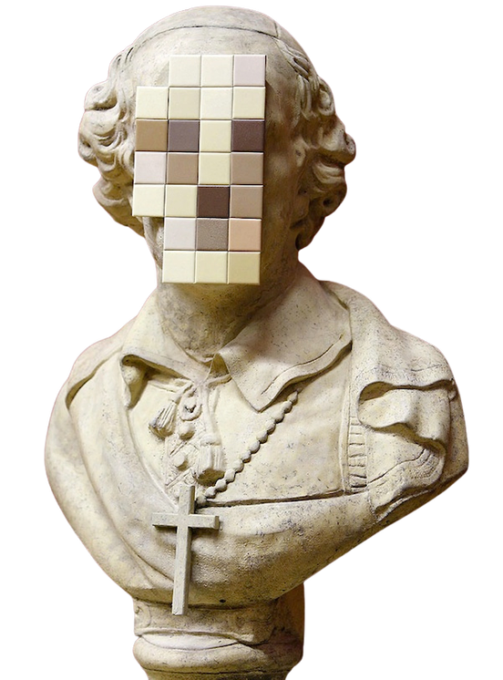Escultura de Banksy con rostro pixelado